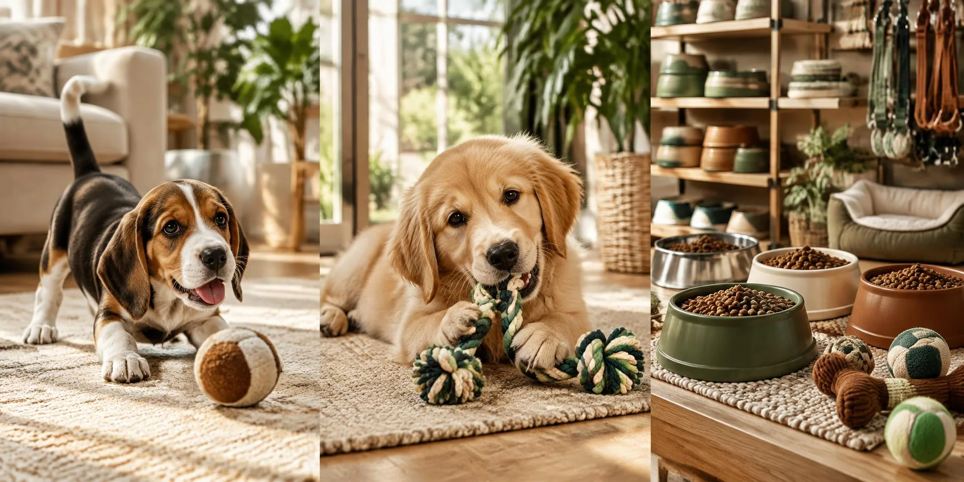 Sample images of puppies and pet supplies